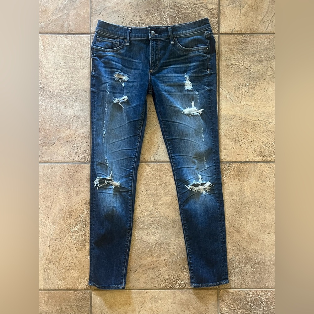 DRIFTWOOD Dark Blue Distressed Skinny Jeans